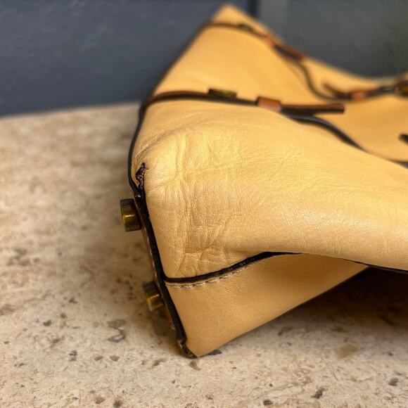 Oscar de la Renta Camel Leather Vintage Vacchetta Shopper Tote Shoulder Bag NEW - Picture 6 of 9